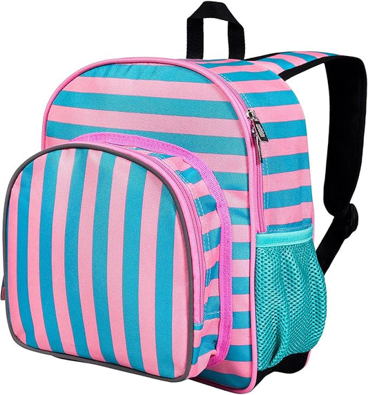 Wildkin 12-inch Kids Backpack – Padded, Adjustable, Ideal for Daycare & Travel - Pink Stripes