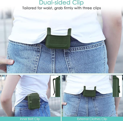 COMLIFE Portable Mini Waist Fan, 6000mAh Battery Powered Hands-free Wearable Fan With Max 23H Working Time, 3 Speeds, 5100RPM Strong Airflow for Jobsite, Farm, Fishing, Gardening And More (Green)