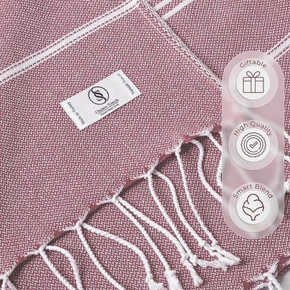 Turkish Beach Towel Soft & Luxury Extra Large (39" x 71") - Quick Dry, Versatile and Functional as Travel, Outdoor and Picnic Blanket, Yoga, Pool and Bath Towel - Magenta