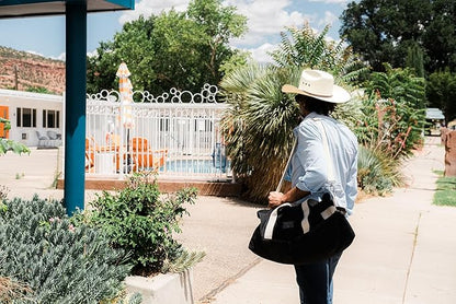 Barebones Neelum Duffel Bag – 40L Waxed Denim Travel Duffel with Full-Grain Leather Handles, Internal Pockets & Removable Strap – Durable Overnight or Weekend Bag for Men & Women