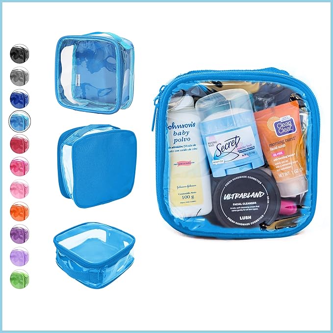 EzPacking Clear TSA Approved 3-1-1 Travel Toiletry Bag for Carry On/Quart Size Transparent Liquids Pouch for Airport Security/Reusable See Through Vinyl & PVC Plastic Organizer Men Women (Turquoise)