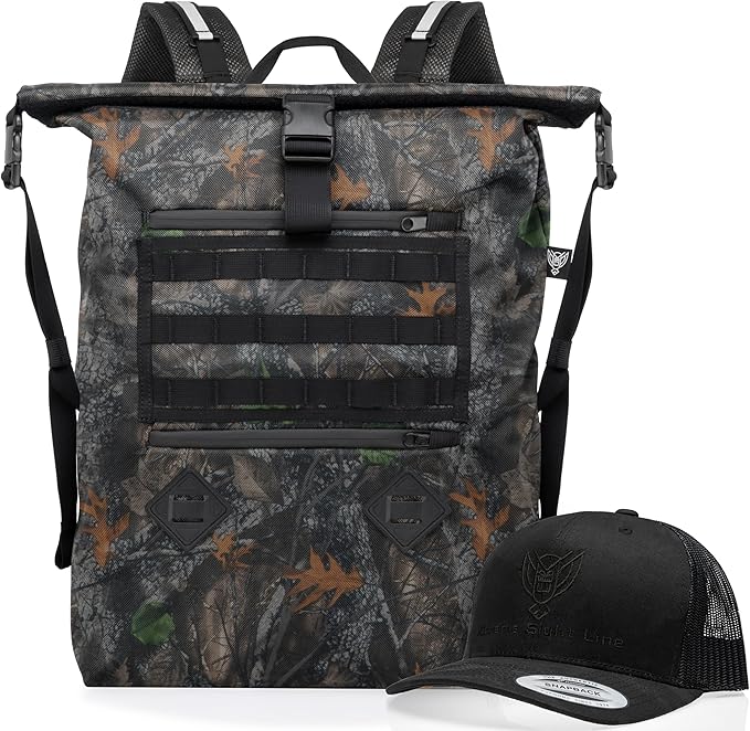 Xtreme Sight Line ~ AQUA RT Large Water-Proof Faraday Backpack/Black Hat Combo ~ Tracking/Hacking Defense ~ Backwoods Camo
