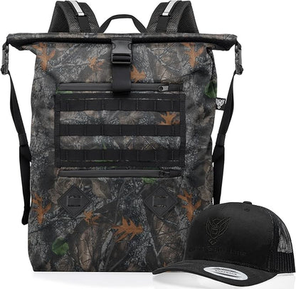 Xtreme Sight Line ~ AQUA RT Large Water-Proof Faraday Backpack/Black Hat Combo ~ Tracking/Hacking Defense ~ Backwoods Camo