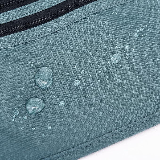 RFID Blocking Money Belt for Men Women, Slim Fanny Pack for Travel，Running,Conceal Waist Wallet for Passport Holder,Phone,Cash(Turquoise)