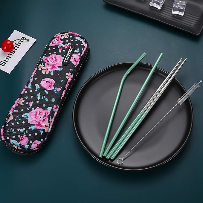 Travel Utensils,Reusable Silverware Set To Go Portable Cutlery Set with a Waterproof Carrying Case for Lunch Boxes Workplace Camping Picnic (GraGreen)