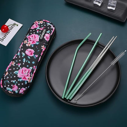 Travel Utensils,Reusable Silverware Set To Go Portable Cutlery Set with a Waterproof Carrying Case for Lunch Boxes Workplace Camping Picnic (GraGreen)