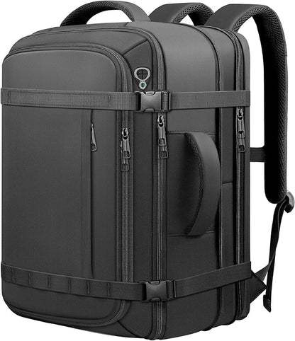 Travel Backpack,Carry On 40-50L Expandable Backpack with Cable Access Port,Fits 17.3 Inch Laptop, Water Resistant Weekender Bag Men Women for Business Trips, College, Hiking,Daily Commuting,Black