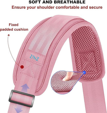 ZINZ 74" Shoulder Strap with Fixed Pad and Dual Balanced Buckles，Pink