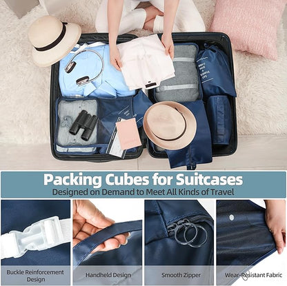 10 Pcs Set Packing Cubes - Travel Packing Organizers, Expandable Suitcase Organizer, Luggage Organizer Bags