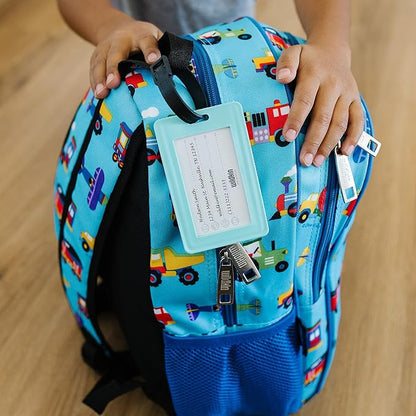 Wildkin Kids Luggage Tags – Set of 2, Durable Bag Tags w/Info Card for Suitcases & Backpacks - Train