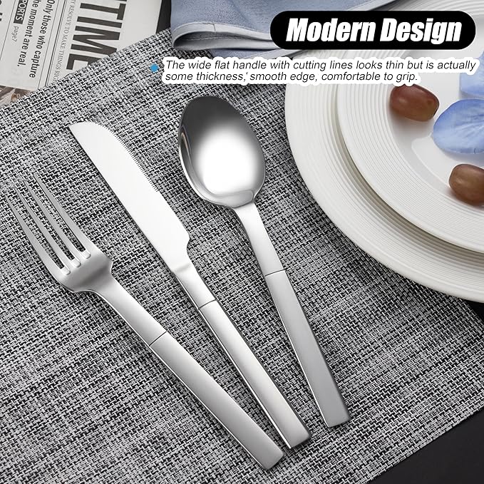 Silverware Set, 20-Piece Flatware Set for 4, Stainless Steel Cutlery Set Mirror Polished Cooking Utensils Set for Home and Kitchen, Dishwasher Safe