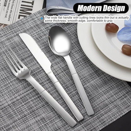 Silverware Set, 20-Piece Flatware Set for 4, Stainless Steel Cutlery Set Mirror Polished Cooking Utensils Set for Home and Kitchen, Dishwasher Safe