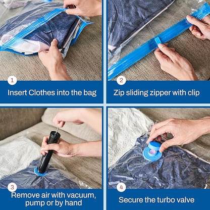 10 Pack Variety Vacuum Storage Bags for Comforters, Blankets & Clothes – Vacuum Sealed Compression Bags with Electric Pump – Space Saver Storage Bags for Bedding, Travel & Organization (4M, 3L, 3XL)