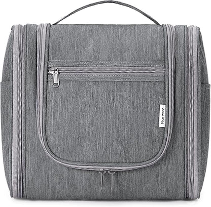 Narwey Hanging Toiletry Bag for Women Travel Makeup Bag Organizer Toiletries Bag Men for Cosmetics Essentials Accessories (Large, Grey)