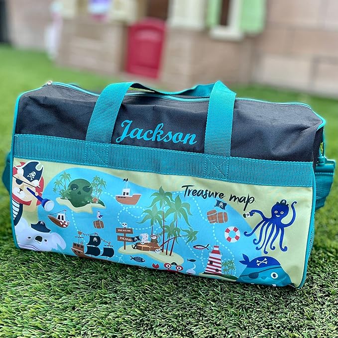 Personalized Kids 18 Inch Duffel Bag for Sports, Travel and Sleepover - Pirate Island