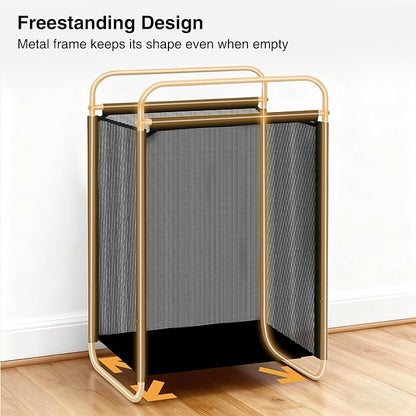 STO STO Laundry Hamper, 75L Laundry Basket with Vinyl Mesh Bag, Lightweight Portable Dirty Clothes Hamper, Laundry Bin with Metal Frame for Laundry Room, Bedroom, Closet and Dorm, Black Mesh