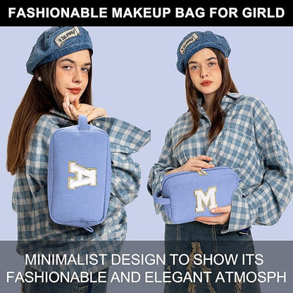 YOOLIFE Initial Travel Makeup Bag Cosmetic Bag - Teen Girl Gifts Trendy Stuff Friend Birthday Gifts for Women Teen Girl Kids