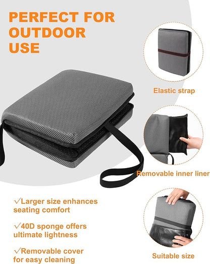 Airplane Seat Cushion Portable Travel Cushion for Comfort Foldable Stadium Pad with Breathable Fabric Seat Pad Perfect for Long Flights, Office, Bleacher, Camping