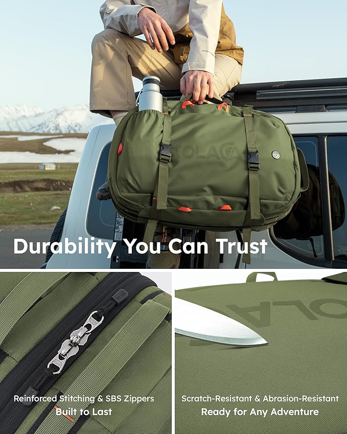 Tolaccea Travel Laptop Backpack for Men Women, 40L-50L Expandable Carry On Backpack with Wet Dry Compartment, TSA Approved Daypack Fits 16 Inch Laptop, Convertible Rucksack Duffel Bag for Work Travel