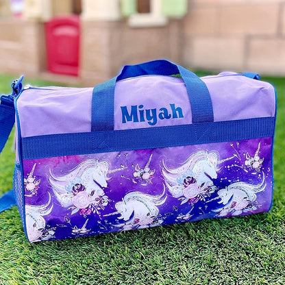 Personalized Kids 18 Inch Duffel Bag for Sports, Travel and Sleepover - Unicorn