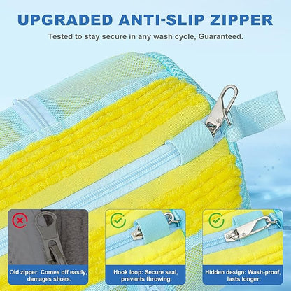 Shoe Washing Machine Bag, 2PCS Reusable Shoe Bag for Washing Machine, 360° Deep Cleaning Shoe Washing Bag for Sneakers, Laundry Shoe Bag for Washer & Dryer, Fits All Shoe Types (YELLOW)