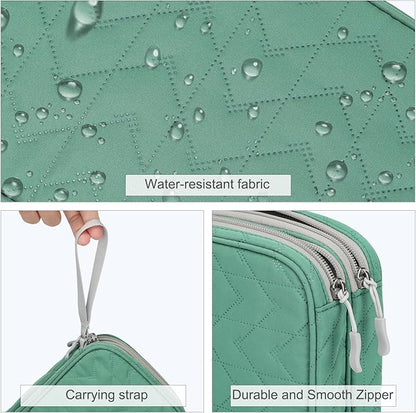 FYY Electronic Organizer, Large Travel Cable Organizer Bag Pouch Electronic Accessories Carry Case Portable Waterproof Double Layers All-in-One Storage Bag for Cable, Cord, Charger, Pattern Green