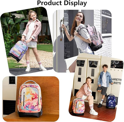 NEW TILAMI 18 Inch Rolling Backpack with Wheels for Girls Boys Kids Laptop Backpack School Travel, Pink Sunset