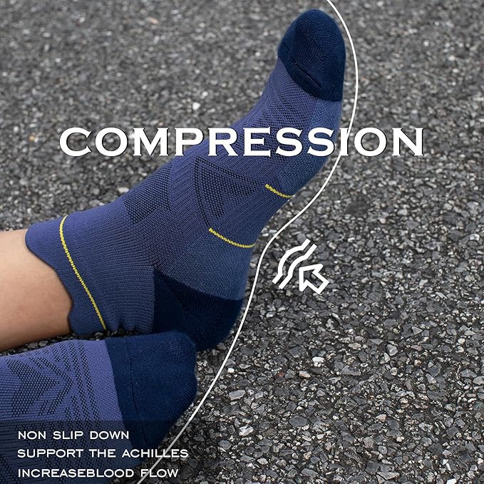 BRISIRA Bamboo Viscose Compression High Ankle Socks Men Women Cushioned Anti Blister HIking Golf Arch Support Running Socks