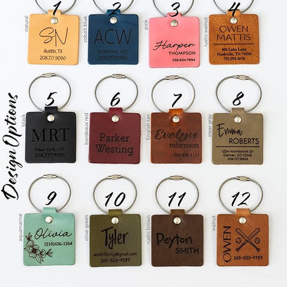 Personalized Leather Luggage Tag – Custom Engraved Travel Tag with Name & Address, Full Grain Leather, Handmade in USA, Gift for Travelers