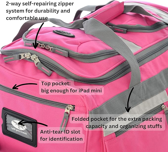 Olympia U.S.A. 33 inch Jumbo Size 8 Pockets Wheeled Rolling Duffel Bag Water Resistant Luggage Lightweight Travel Suitcase with Retractable Handle