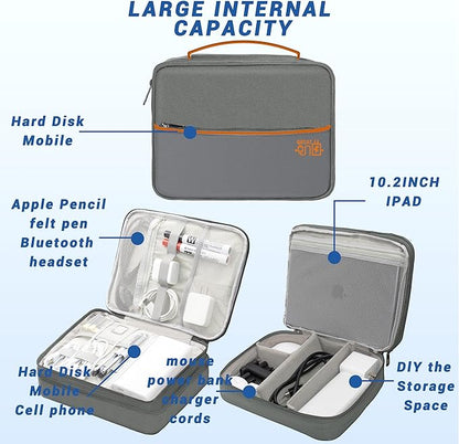 Electronics Organizer,Travel Cord Organizer Pouch, Portable Cable Organizer Bags, Waterproof Electronic Accessories Storage Case for Cables, Cords, Charger, Phone (Three Layer-Gray)