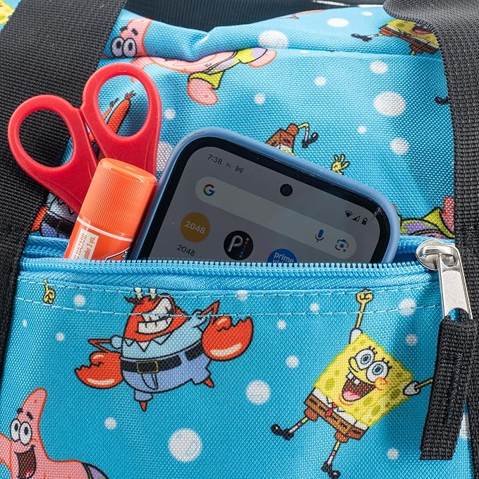 SpongeBob Duffle Bag, 16 inch Travel Sleepover Weekender Bag for Girls & Boys, Blue