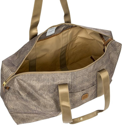 Bric's X-Travel Deluxe Duffle for Men and Women - Lightweight Overnight Carry On Travel Luggage with Tuscan Leather Trim and Sleeve Attachment - Water-Resistant Weekender or Gym-Ready Duffel