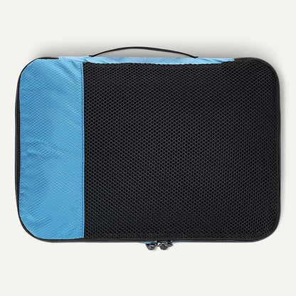 Amazon Essentials 4-Piece Packing Cubes Travel Accessories Set, Luggage Organizer with Double Zipper, Mesh Top, 100% Polyester, Medium, Sky Blue (Previously Amazon Basics)