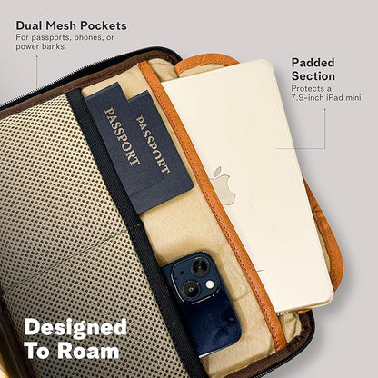 Leather Tech Pouch, Electronics Organizer Travel Case, Leather Passport Holder for Travel, Cord Organizer Tech Bag, Document Holder