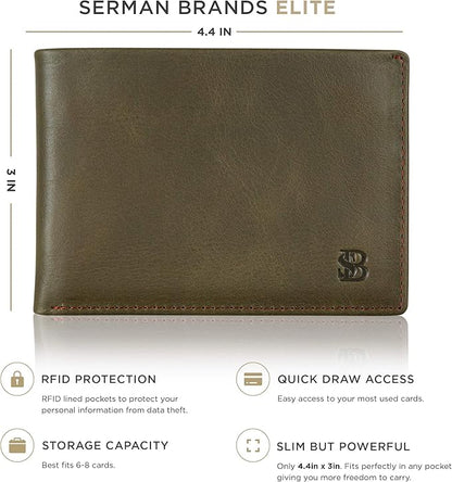 SERMAN BRANDS Mens Slim Bifold Wallet RFID Blocking Minimalist Front Pocket Wallets for Men - Thin & Stylish