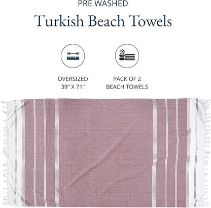 LANE LINEN Beach Towels for Women, 2 Pack Large Beach Towels Oversized, Pre-Washed, No-Shrink Sand Free, Quick Dry, Lightweight Travel Towel, Soft Beach Bath Towel, 39"x71" - Fired Brick