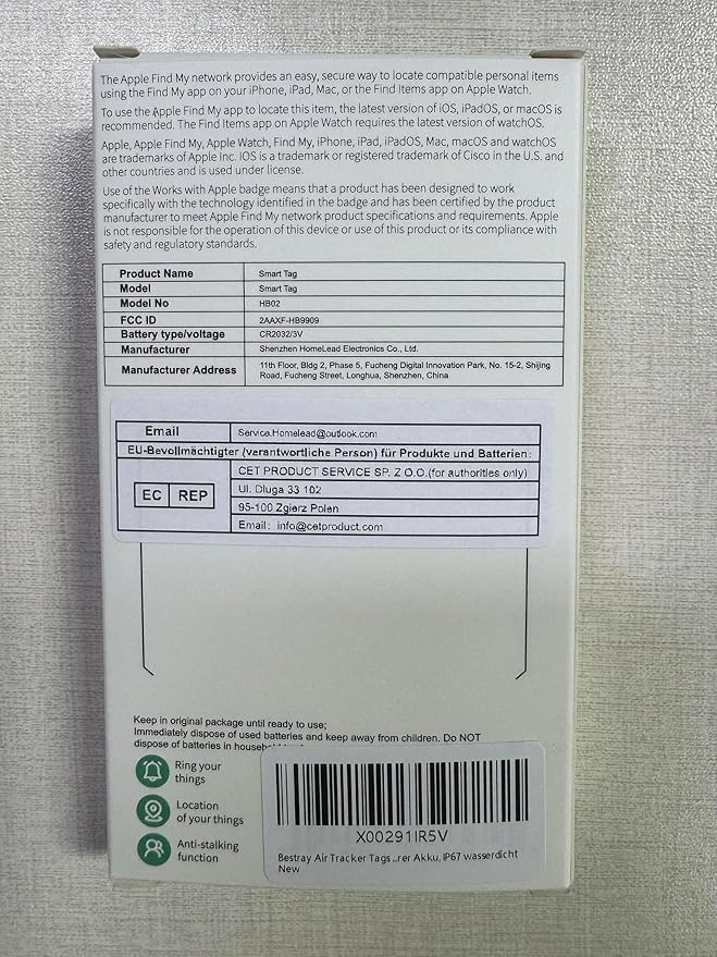 Air Tracker 2 Pack, Smart Bluetooth Tracker Works with Apple Find My (iOS Only), Item Finder Trakcer Tag Locator for Keys, Luggage, Backpack, IP67 Waterproof