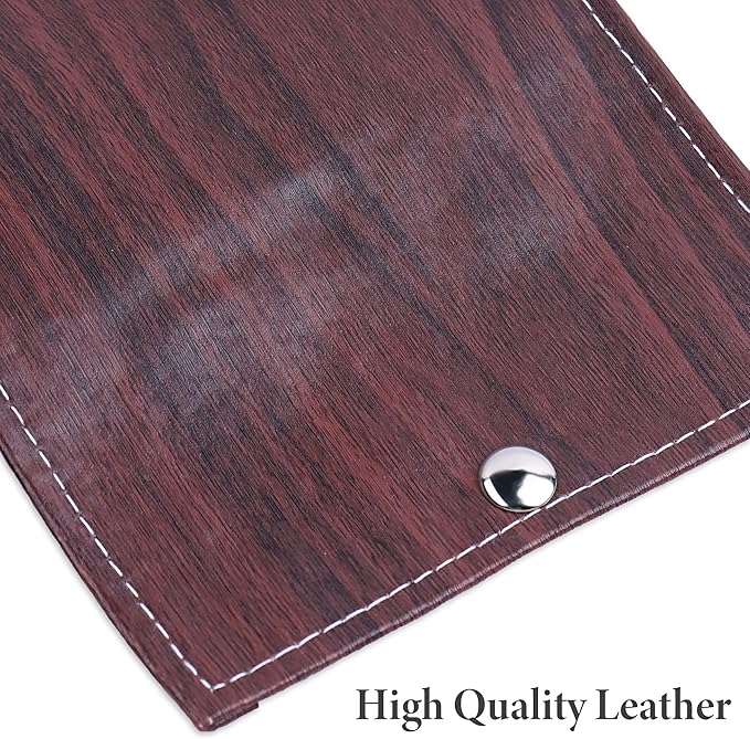 Pill Organizer,LIZIMANDU Weekly Travel Pill Case Box Medication Reminder Daily AM PM, Day Night 7 Compartments,for 4 Times A Day, 7 Days a Week-Includes Leather PU Carrying Case(1-Wood-Light Brown)