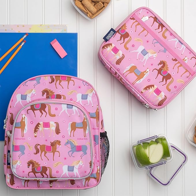 Wildkin 12-inch Kids Backpack – Padded, Adjustable, Ideal for Daycare & Travel - Horses