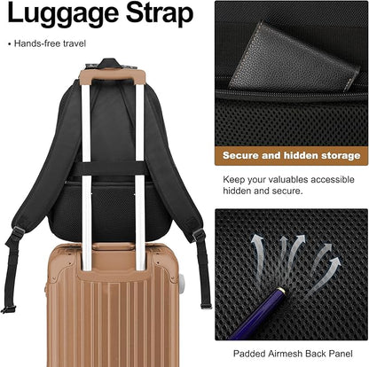 Boavan Laptop Backpack for men, 17.3 inch Laptop Bag with USB Port, Waterproof Travel Work Backpack Purse, Anti-Theft Teacher Nurse Doctor Casual Bookbags Office Business backpack ，Black