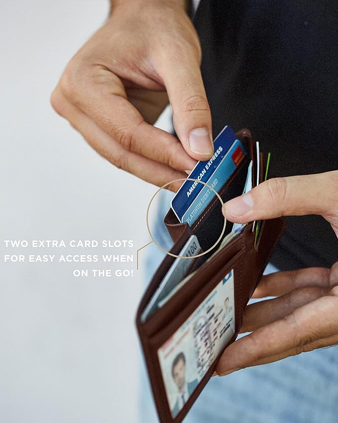 SERMAN BRANDS Mens Slim Bifold Wallet RFID Blocking Minimalist Front Pocket Wallets for Men - Thin & Stylish