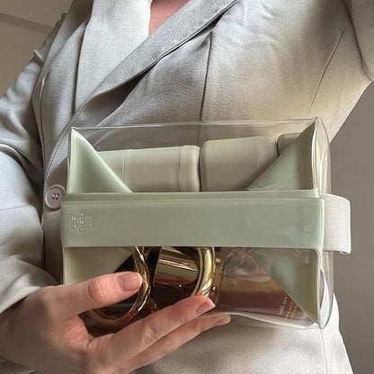 Cadence Parcel - Clear Kit with Magnetic Closure - Durable and Leak-Resistant Travel Toiletry Kit - TSA-Compliant & Modular Design - Hygiene Bag for Travel Essentials - 1 Qt - Pebble