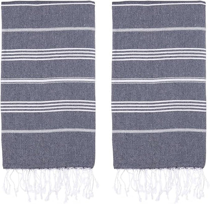 Turkish Beach Towels, Pack of 2 | Oversized, Quick Dry, Sand Free | 100% Cotton, Large 38x71 Towels for Beach, Pool, Travel | Ultra-Soft, Compact, and Absorbent | Navy