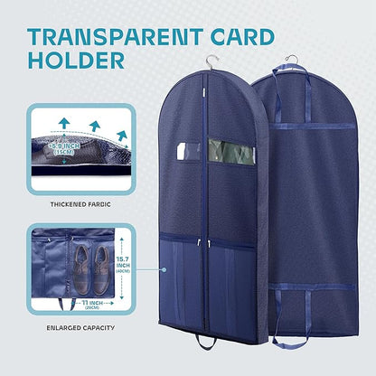 Travel Garment Bag with Zipper Pocket, Suit Bag for Suits, Dresses, Coats