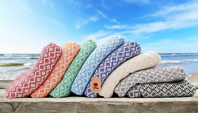 Bazaar Anatolia Turkish Beach Towel 100% Cotton Bath Towels Oversized Quick Dry Bathroom Towels Sand Free Camping Blanket 71x39 inches - Ethnic Mint