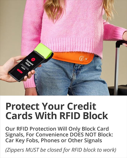 Vantamo Money Belt with RFID For Men & Women, Hidden Passport Holder for Travel, 2 Compartment Travel Fanny Pack for Women Anti Theft