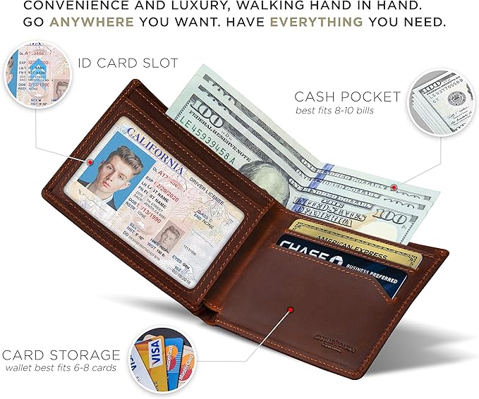 SERMAN BRANDS Mens Slim Bifold Wallet RFID Blocking Minimalist Front Pocket Wallets for Men - Thin & Stylish