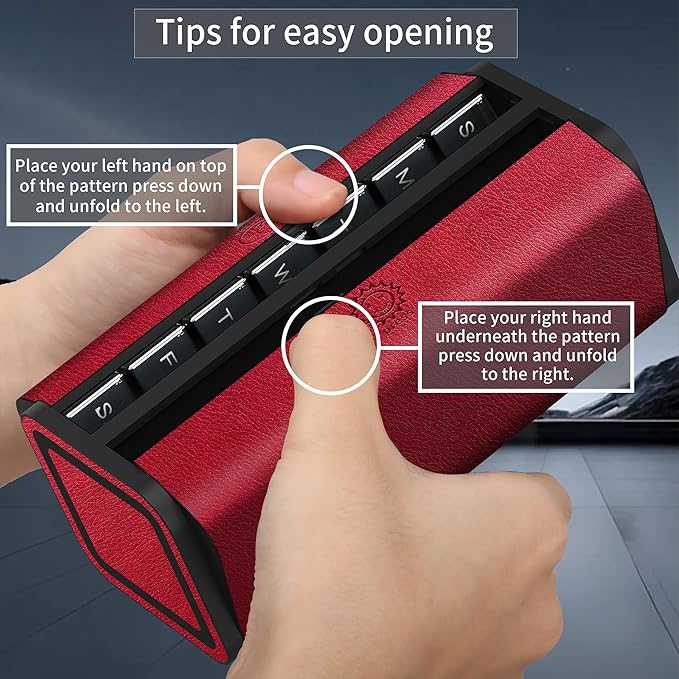 Pill Organizer 2 Times a Day, Am Pm Twice Daily Pill Case, Detachable Large Travel Pill Box 7 Day, Weekly Pill Container for Vitamin Medicine Supplement Fish Oil (Red)