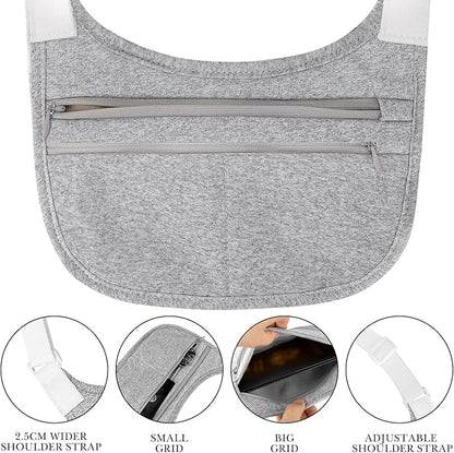Travel Money Belt Cashsafe Anti Theft Travel Wallet, Fanny Packs for Passport Holder Hidden Under Clothes, Running Bag to Carry Phone Keys (Grey)